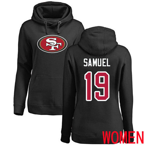 San Francisco 49ers Black Women Deebo Samuel Name and Number Logo #19 Pullover NFL Hoodie Sweatshirts